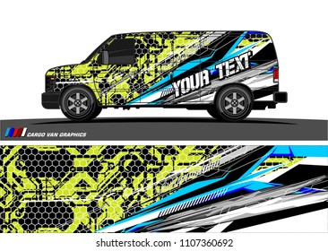 Cargo van graphic vector. abstract grunge background design for vehicle vinyl wrap 