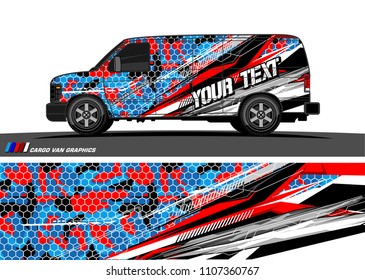 Cargo van graphic vector. abstract grunge background design for vehicle vinyl wrap 