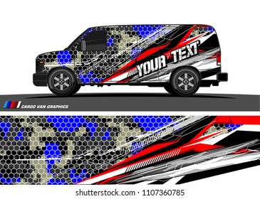 Cargo van graphic vector. abstract grunge background design for vehicle vinyl wrap 