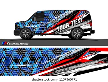 Cargo van graphic vector. abstract grunge background design for vehicle vinyl wrap 