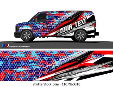 Cargo van graphic vector. abstract grunge background design for vehicle vinyl wrap 