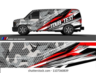Cargo van graphic vector. abstract grunge background design for vehicle vinyl wrap 