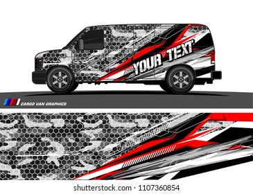 Cargo van graphic vector. abstract grunge background design for vehicle vinyl wrap 