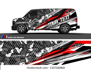 Cargo van graphic vector. abstract grunge background design for vehicle vinyl wrap 