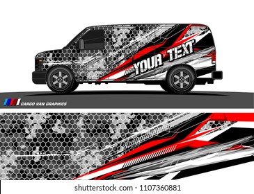 Cargo van graphic vector. abstract grunge background design for vehicle vinyl wrap 