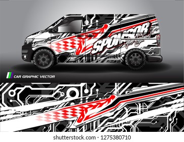 Cargo van graphic vector. abstract racing shape with modern camouflage design for vehicle vinyl wrap 