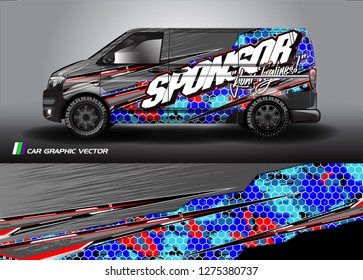 Cargo van graphic vector. abstract racing shape with modern camouflage design for vehicle vinyl wrap 