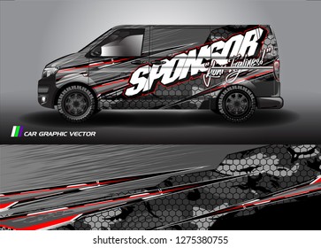 Cargo van graphic vector. abstract racing shape with modern camouflage design for vehicle vinyl wrap 