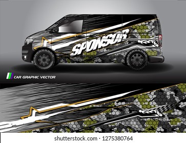 Cargo van graphic vector. abstract racing shape with modern camouflage design for vehicle vinyl wrap 