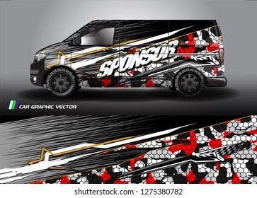 Cargo van graphic vector. abstract racing shape with modern camouflage design for vehicle vinyl wrap 