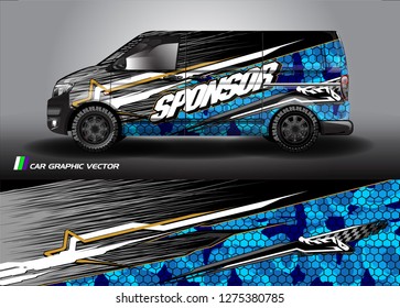 Cargo van graphic vector. abstract racing shape with modern camouflage design for vehicle vinyl wrap 