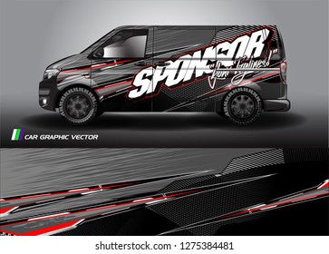 Cargo van graphic vector. abstract grunge background design for vehicle vinyl wrap