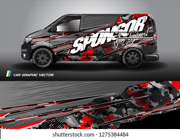 Cargo Van Graphic Vector. Abstract Grunge Background Design For Vehicle Vinyl Wrap