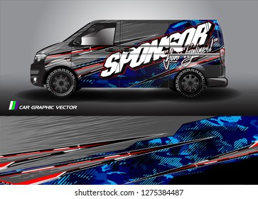 Cargo van graphic vector. abstract grunge background design for vehicle vinyl wrap