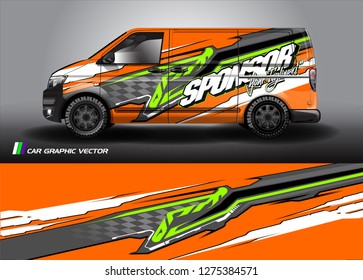 Cargo van graphic vector. abstract grunge background design for vehicle vinyl wrap