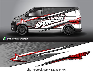 Cargo van graphic vector. abstract grunge background design for vehicle vinyl wrap