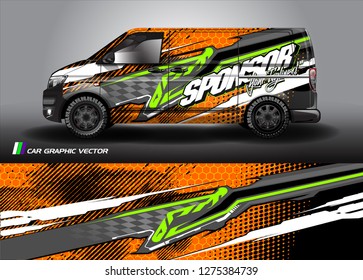 Cargo van graphic vector. abstract grunge background design for vehicle vinyl wrap