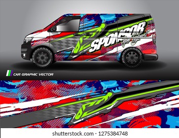 Cargo van graphic vector. abstract grunge background design for vehicle vinyl wrap