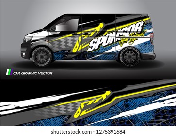 Cargo van graphic vector. abstract grunge background design for vehicle vinyl wrap 