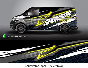 Cargo van graphic vector. abstract grunge background design for vehicle vinyl wrap 