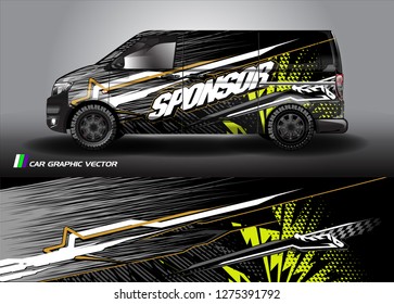 Cargo van graphic vector. abstract grunge background design for vehicle vinyl wrap 