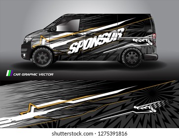 Cargo van graphic vector. abstract grunge background design for vehicle vinyl wrap 