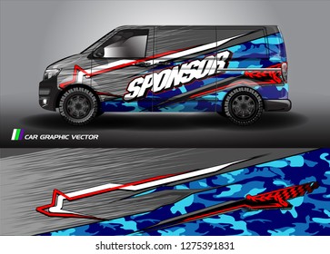 Cargo van graphic vector. abstract grunge background design for vehicle vinyl wrap 