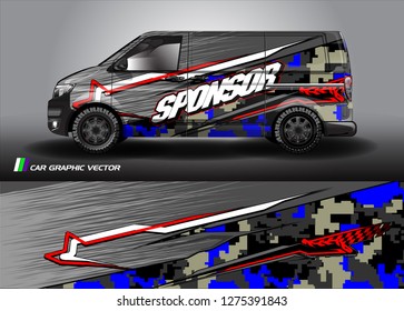 Cargo van graphic vector. abstract grunge background design for vehicle vinyl wrap 