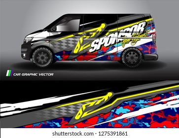 Cargo van graphic vector. abstract grunge background design for vehicle vinyl wrap 