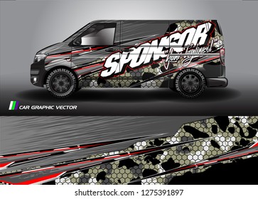 Cargo van graphic vector. abstract grunge background design for vehicle vinyl wrap 