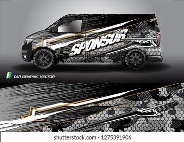 Cargo van graphic vector. abstract grunge background design for vehicle vinyl wrap 