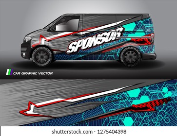 Cargo van graphic vector. abstract grunge background design for vehicle vinyl wrap 