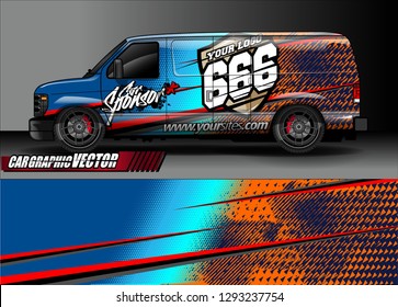 Cargo van graphic vector. abstract racing shape with modern camouflage design for vehicle vinyl sticker wrap 