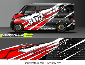 Cargo van graphic vector. abstract racing shape with modern camouflage design for vehicle vinyl sticker wrap 