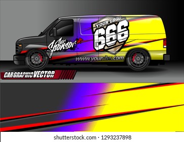 Cargo van graphic vector. abstract racing shape with modern camouflage design for vehicle vinyl sticker wrap 