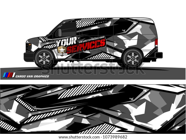 Cargo van graphic\
vector. abstract racing shape with modern camouflage design for\
vehicle vinyl wrap \
