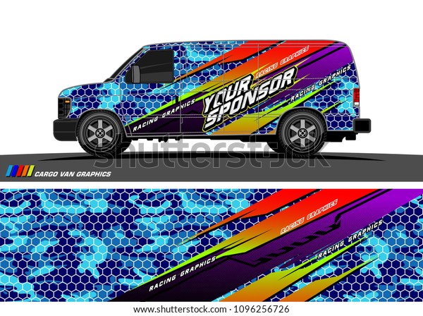 Cargo van graphic vector. abstract grunge\
background design for vehicle vinyl wrap\
