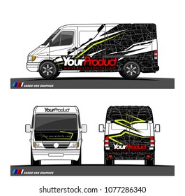 Cargo van graphic vector in front, back and side view. abstract racing shape with modern camouflage design for vehicle vinyl wrap 
