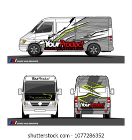 Cargo van graphic vector in front, back and side view. abstract racing shape with modern camouflage design for vehicle vinyl wrap 
