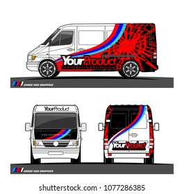 Cargo van graphic vector in front, back and side view. abstract racing shape with modern camouflage design for vehicle vinyl wrap 
