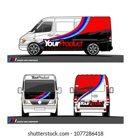 Cargo van graphic vector in front, back and side view. abstract racing shape with modern camouflage design for vehicle vinyl wrap 
