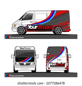 Cargo van graphic vector in front, back and side view. abstract racing shape with modern camouflage design for vehicle vinyl wrap 
