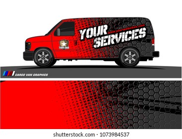 Cargo van graphic vector. grunge background  design for vehicle vinyl wrap and car branding
