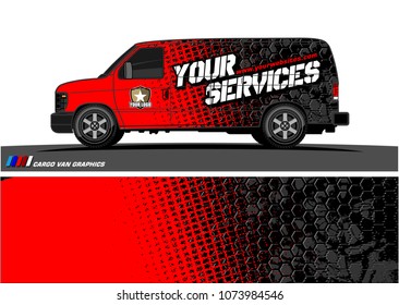 Cargo van graphic vector. grunge background  design for vehicle vinyl wrap and car branding
