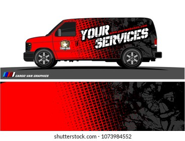 Cargo van graphic vector. grunge background  design for vehicle vinyl wrap and car branding

