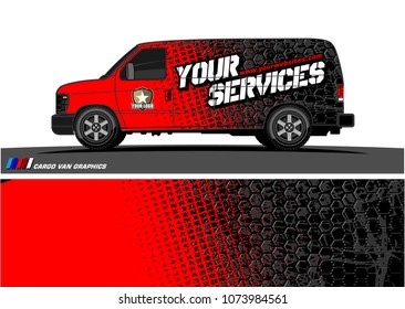 Cargo van graphic vector. grunge background  design for vehicle vinyl wrap and car branding
