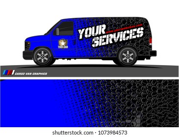 Cargo van graphic vector. grunge background  design for vehicle vinyl wrap and car branding
