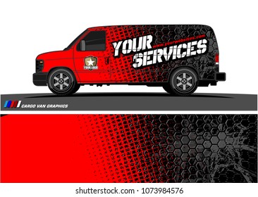 Cargo van graphic vector. grunge background  design for vehicle vinyl wrap and car branding
