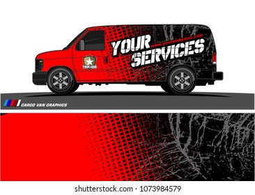 Cargo van graphic vector. grunge background  design for vehicle vinyl wrap and car branding
