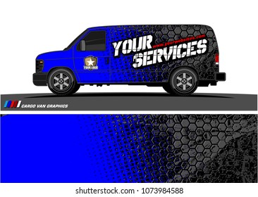 Cargo van graphic vector. grunge background  design for vehicle vinyl wrap and car branding
